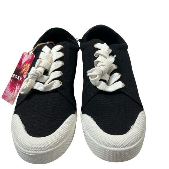 Roxy Pierview Black Canvas Lace Up Low Top Cushion Sneaker‎ Sz 10 New w/Tag NWOB - Picture 2 of 15